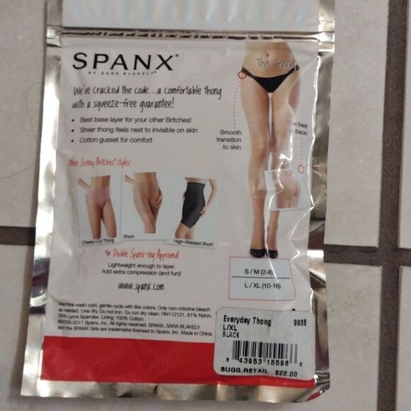 NWT Spanx Underwear bundle Four Thongs Gloss pink Ice blue Nude and Black L/XL - Picture 8 of 10